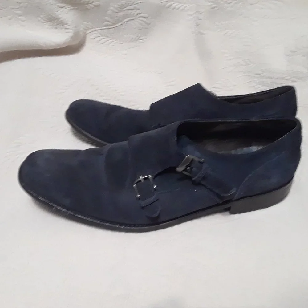 JOHN VARVATOS Double Monk Shoes Blue Suede